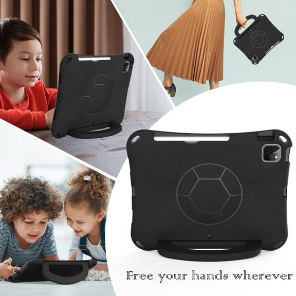 For iPad Pro 11 2024 Handle Football Shaped EVA Shockproof Tablet Case(Black)