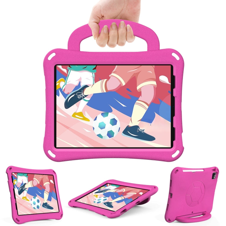 For iPad Pro 11 2024 Handle Football Shaped EVA Shockproof Tablet Case(Rose Red)