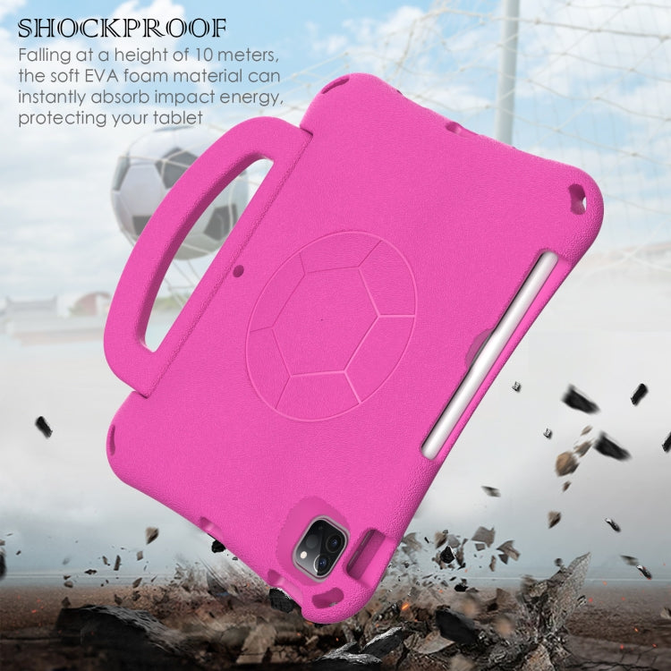 For iPad Pro 11 2024 Handle Football Shaped EVA Shockproof Tablet Case(Rose Red)