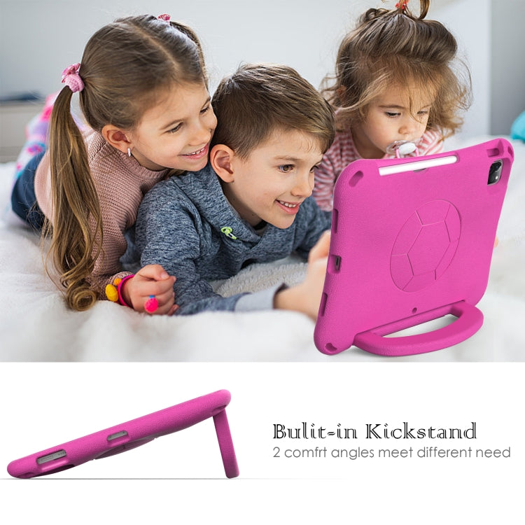 For iPad Pro 11 2024 Handle Football Shaped EVA Shockproof Tablet Case(Rose Red)