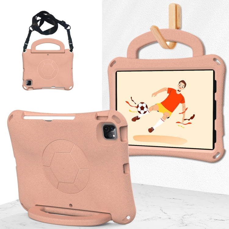 For iPad Pro 11 2024 Handle Football Shaped EVA Shockproof Tablet Case(Light Pink)