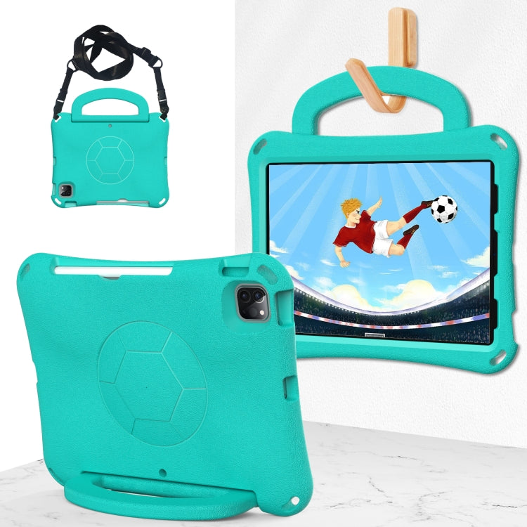 For iPad Pro 11 2024 Handle Football Shaped EVA Shockproof Tablet Case(Mint  Green)