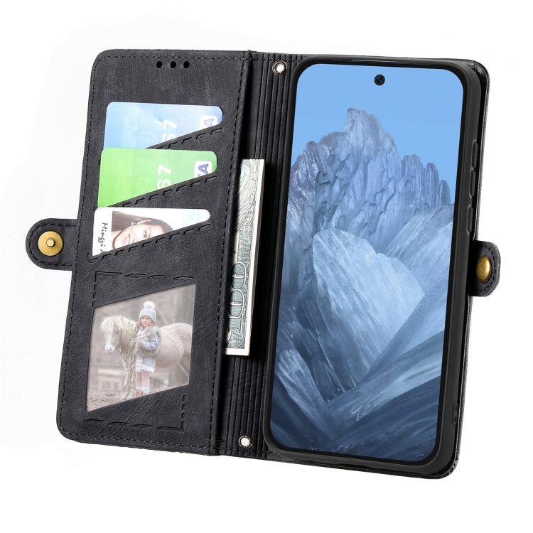 For Google Pixel 9 Geometric Zipper Wallet Side Buckle Leather Phone Case(Black)