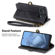 For Google Pixel 9 Geometric Zipper Wallet Side Buckle Leather Phone Case(Black)