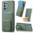 For OPPO Reno6 Pro 5G Carbon Fiber Card Bag Fold Stand Phone Case(Green) - OPPO Cases by PMC TechLife | Online Shopping South Africa | PMC TechLife | Buy Now Pay Later Mobicred