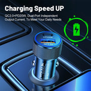 P19 Metal PD20W USB-C + QC18W USB Dual Port Car Charger(Black)