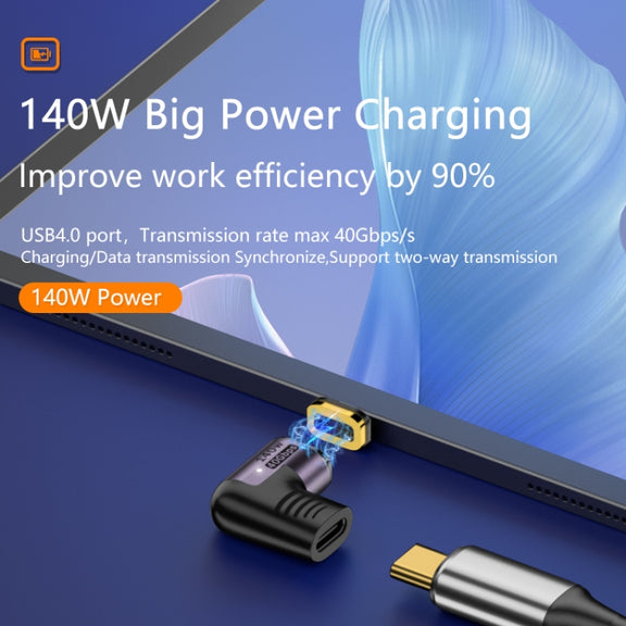 140W 5A USB 4.0 USB-C / Type-C to Type-C 40Gbps Data OTG Magnetic Adapter, Spec:L-shape Elbow