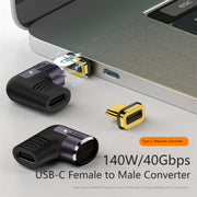 140W 5A USB 4.0 USB-C / Type-C to Type-C 40Gbps Data OTG Magnetic Adapter, Spec:L-shape Elbow