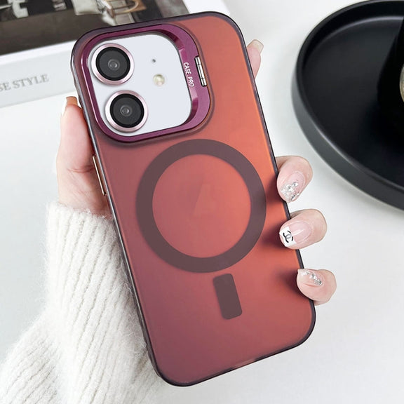 For iPhone 11 MagSafe Lens Holder PC Hybrid TPU Phone Case(Red)
