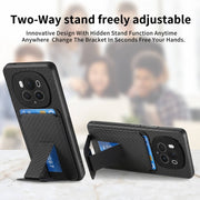 For Honor Magic6 Pro Carbon Fiber Card Bag Fold Stand Phone Case(Black)