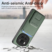 For Honor Magic6 Pro Carbon Fiber Card Bag Fold Stand Phone Case(Green)