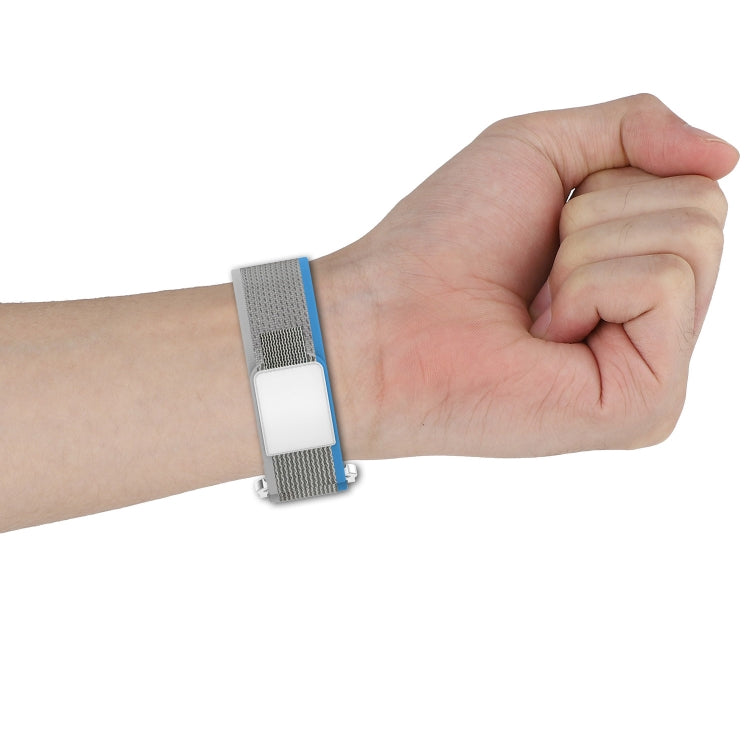 For Apple Watch SE 2023 40mm Double Hook and Loop Faster Nylon Watch Band(Blue+Grey)