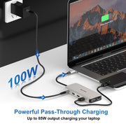 WAVLINK WL-UMD301 12 in 1 Multi-port Adapter 2*HDMI+1*VGA Triple Display USB-C Hub Dock