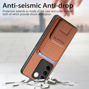 For vivo iQOO 12 Pro Carbon Fiber Card Bag Fold Stand Phone Case(Brown)