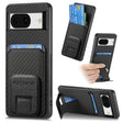 For Google Pixel 7 Carbon Fiber Card Bag Fold Stand Phone Case(Black) - Google Cases by PMC TechLife | Online Shopping South Africa | PMC TechLife
