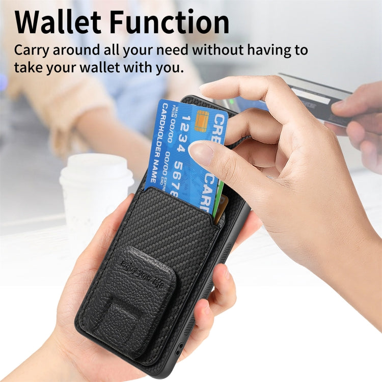 For Google Pixel 7 Carbon Fiber Card Bag Fold Stand Phone Case(Black)