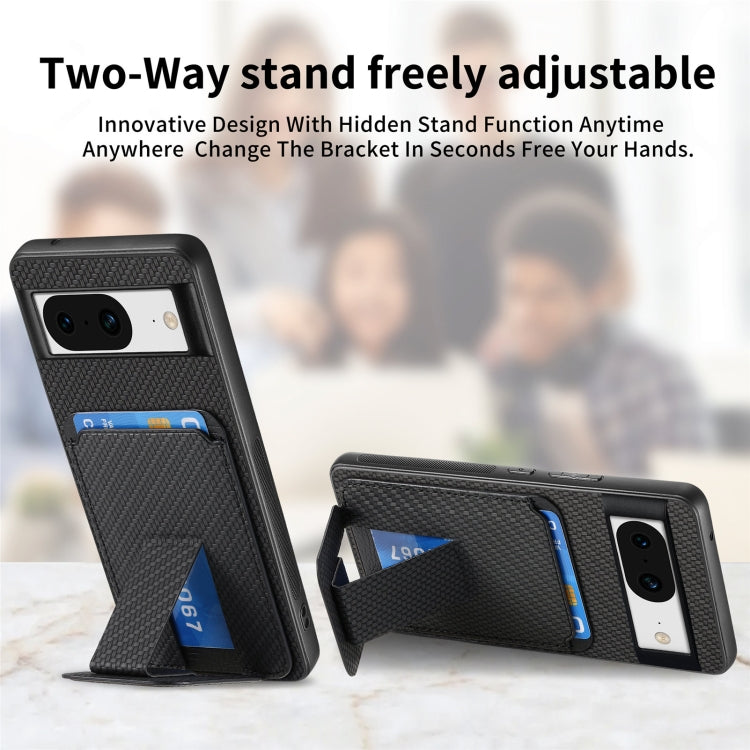 For Google Pixel 7 Carbon Fiber Card Bag Fold Stand Phone Case(Black)