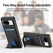 For Google Pixel 7 Carbon Fiber Card Bag Fold Stand Phone Case(Black)