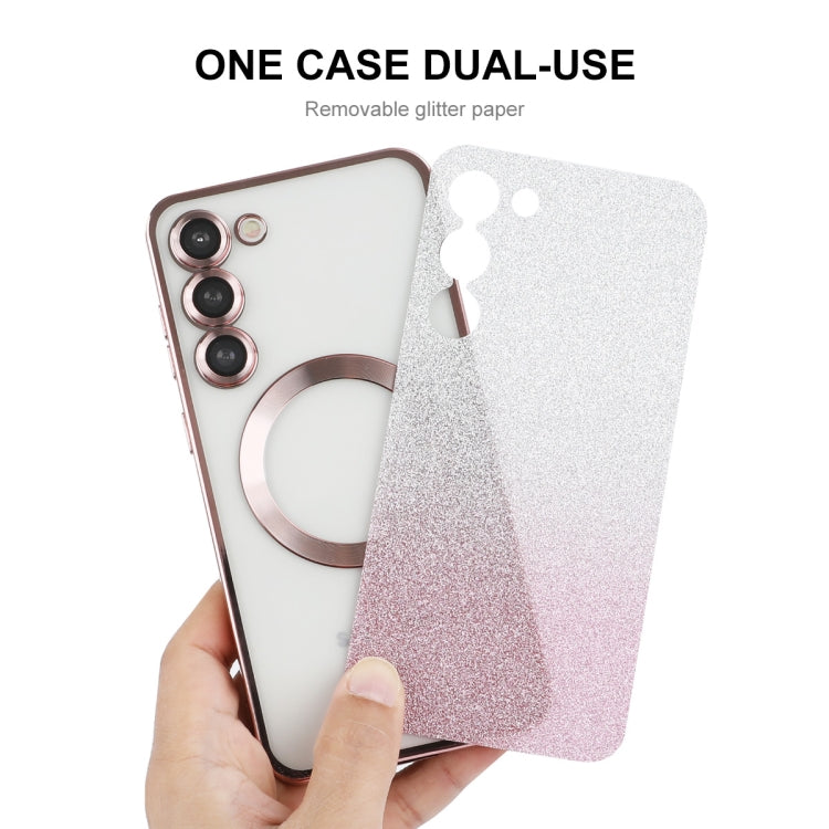 For Samsung Galaxy S24 5G ENKAY Hat-Prince Magnetic Glitter Plated TPU Phone Case with Lens Film(Silver)