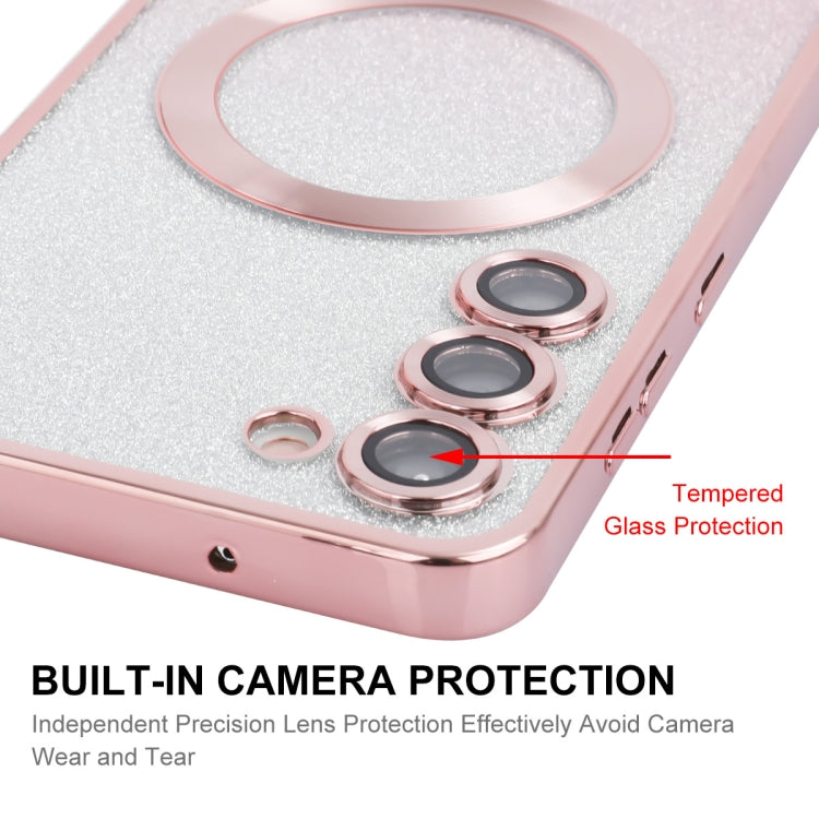 For Samsung Galaxy S25 5G ENKAY Hat-Prince Magnetic Glitter Plated TPU Phone Case with Lens Film(Silver)