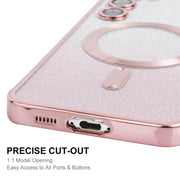 For Samsung Galaxy S25 5G ENKAY Hat-Prince Magnetic Glitter Plated TPU Phone Case with Lens Film(Silver)