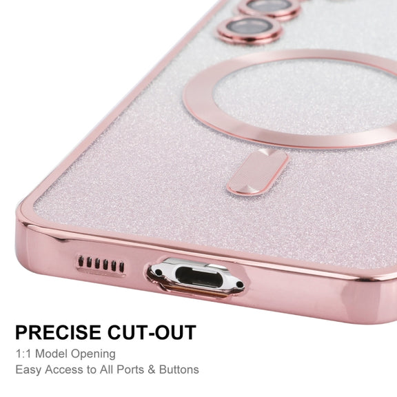 For Samsung Galaxy S25 5G ENKAY Hat-Prince Magnetic Glitter Plated TPU Phone Case with Lens Film(Silver)