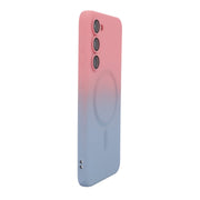 For Samsung Galaxy S23 5G ENKAY Hat-Prince MagSafe Rainbow Gradient Silicone Phone Case with Lens Film(Pink Blue)