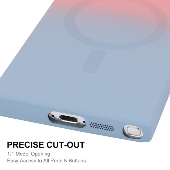 For Samsung Galaxy S24 Ultra 5G ENKAY Hat-Prince MagSafe Rainbow Gradient Silicone Phone Case with Lens Film(Green Blue)