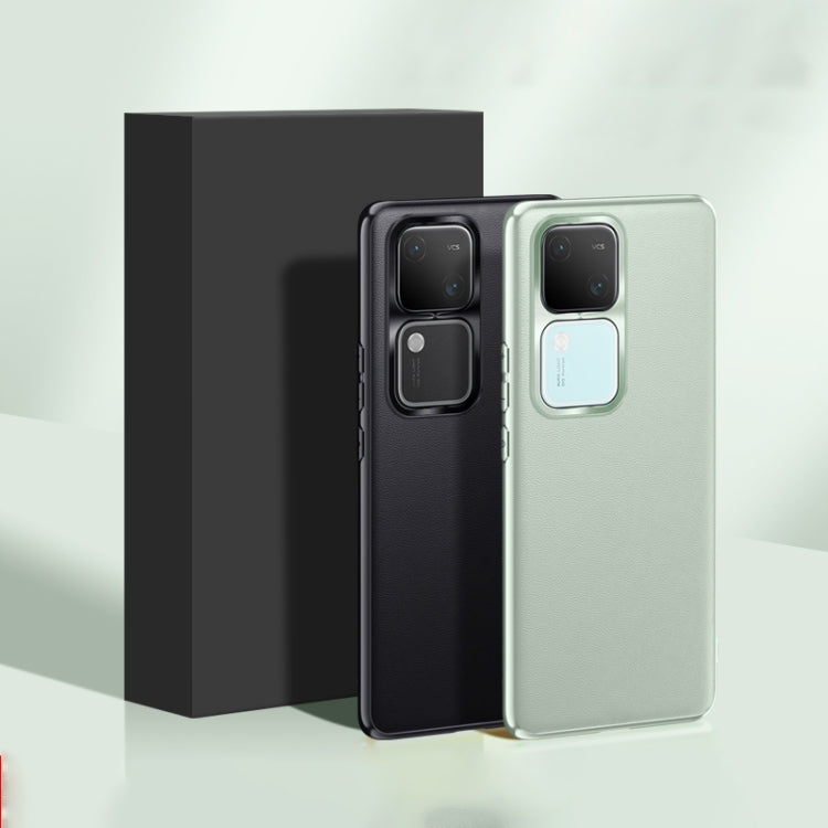 For vivo S18 Pro Plain-Leather All-inclusive Shockproof Phone Case(Black)
