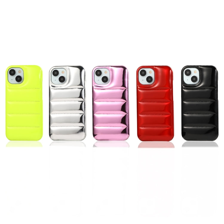 For iPhone 15 Pro Laser Aurora Down Jacket All-inclusive Phone Case(Pink)