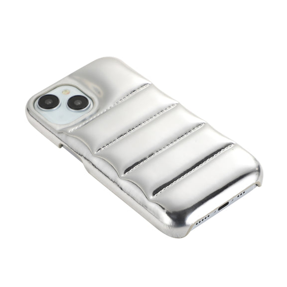 For iPhone 15 Pro Max Laser Aurora Down Jacket All-inclusive Phone Case(Silver)