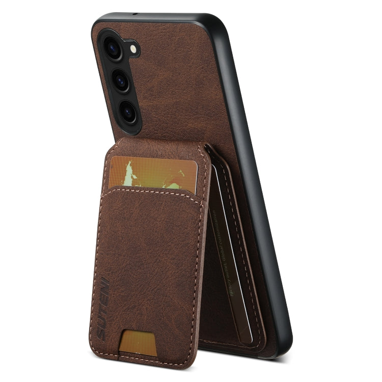 For Samsung Galaxy S24+ 5G Suteni H02 Litchi Leather Card Wallet Stand Back Phone Case(Brown)