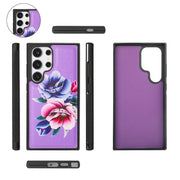 For Samsung Galaxy S24 5G Flower Multi-functional Crossbody Zipper Wallet Leather Phone Case(Purple)