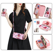 For Samsung Galaxy S24+ 5G Flower Multi-functional Crossbody Zipper Wallet Leather Phone Case(Pink)