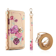 For Samsung Galaxy S24+ 5G Flower Multi-functional Crossbody Zipper Wallet Leather Phone Case(Yellow)