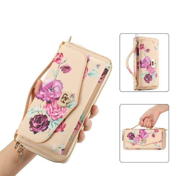 For Samsung Galaxy S24+ 5G Flower Multi-functional Crossbody Zipper Wallet Leather Phone Case(Yellow)