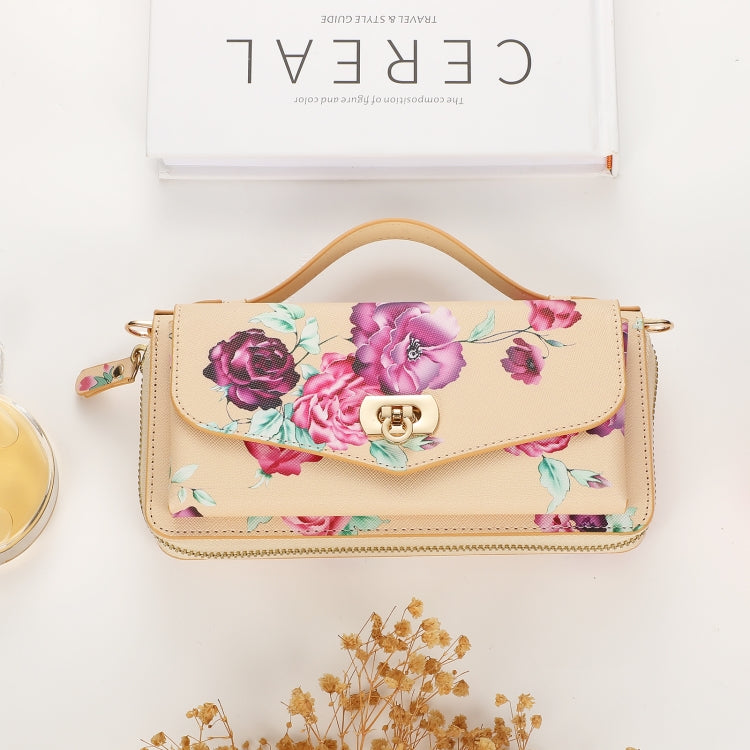 For Samsung Galaxy S24+ 5G Flower Multi-functional Crossbody Zipper Wallet Leather Phone Case(Yellow)