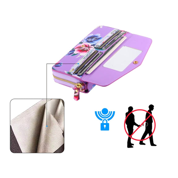 For Samsung Galaxy S24 Ultra 5G Flower Multi-functional Crossbody Zipper Wallet Leather Phone Case(Purple)