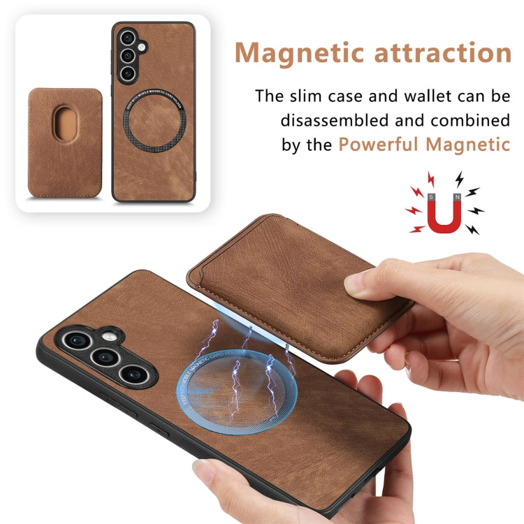 For Samsung Galaxy S23 FE 5G Retro Leather Card Bag Magnetic Phone Case(Brown)