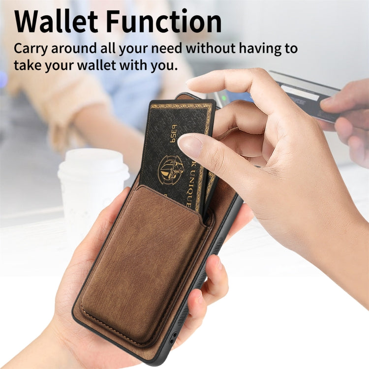 For Samsung Galaxy S23 FE 5G Retro Leather Card Bag Magnetic Phone Case(Brown)