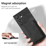 For Samsung Galaxy S22 Ultra 5G Retro Leather Card Bag Magnetic Phone Case(Black)