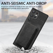 For Samsung Galaxy S22 Ultra 5G Retro Leather Card Bag Magnetic Phone Case(Black)
