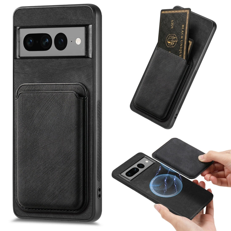 For Google Pixel 7 Pro Retro Leather Card Bag Magnetic Phone Case(Black)
