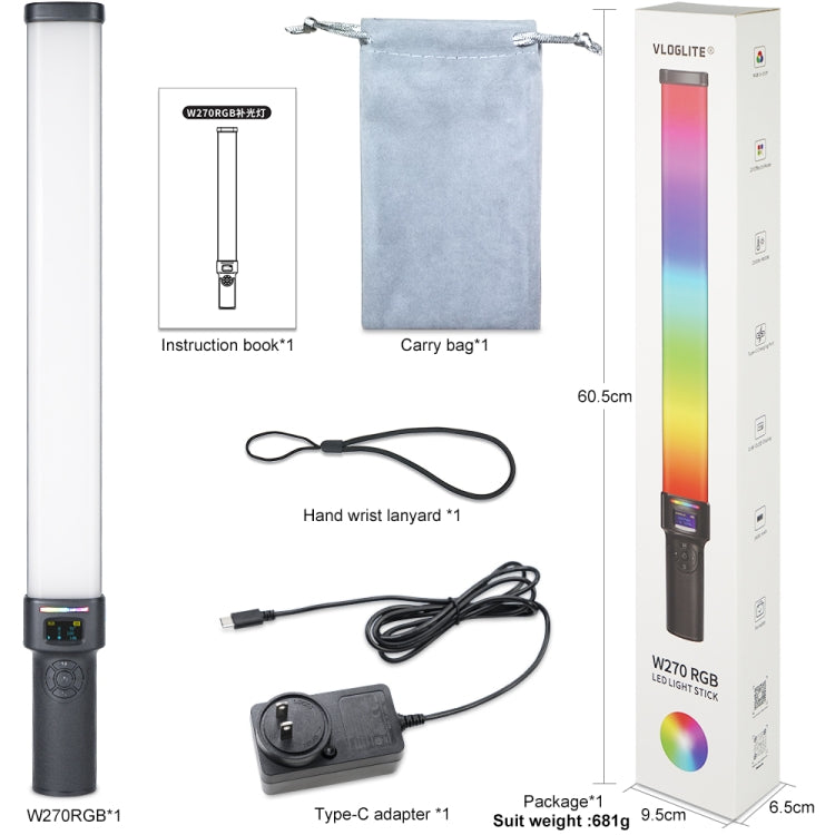 VLOGLITE W270RGB Live Streaming E-Sports Handheld Fill Light LED Studio Light(EU Plug)