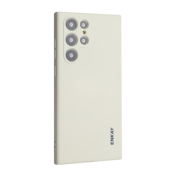 For Samsung Galaxy S24 Ultra 5G ENKAY Liquid Silicone Soft Shockproof Phone Case(Beige)
