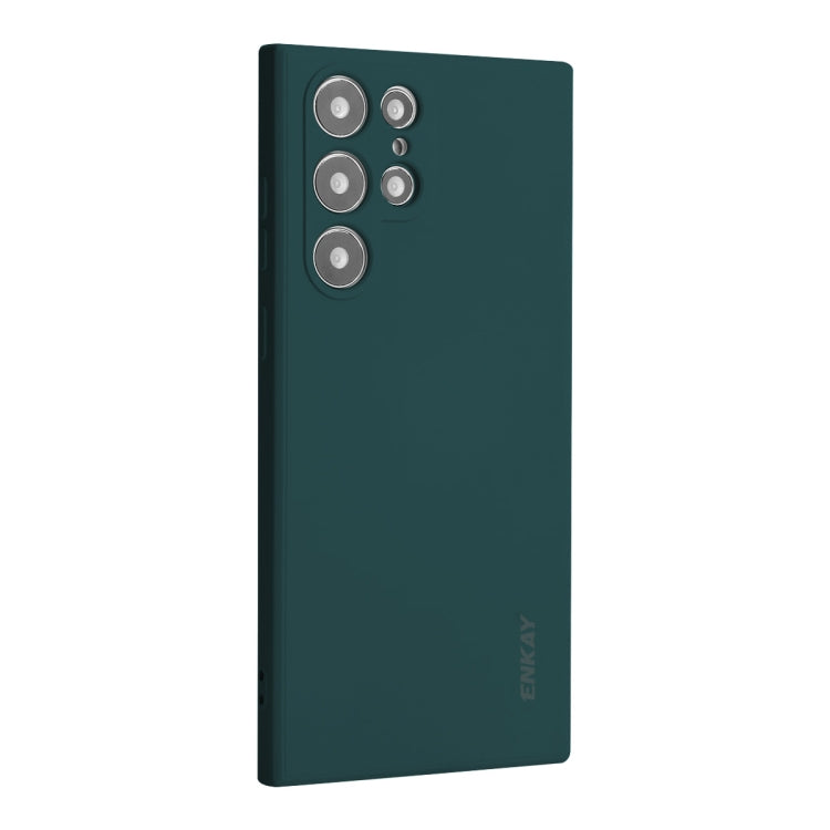 For Samsung Galaxy S24 Ultra 5G ENKAY Liquid Silicone Soft Shockproof Phone Case(Dark Green)
