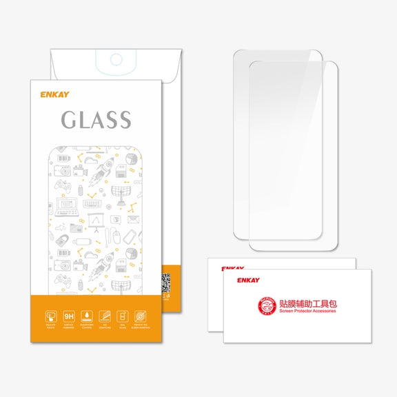 For OPPO A2 2pcs ENKAY 9H Big Arc Edge High Aluminum-silicon Tempered Glass Film