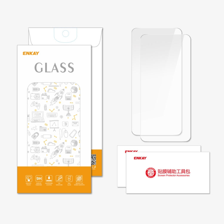 For OPPO A2 2pcs ENKAY 9H Big Arc Edge High Aluminum-silicon Tempered Glass Film