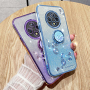 For OPPO A3 Pro Gradient Glitter Immortal Flower Ring All-inclusive Phone Case(Blue)