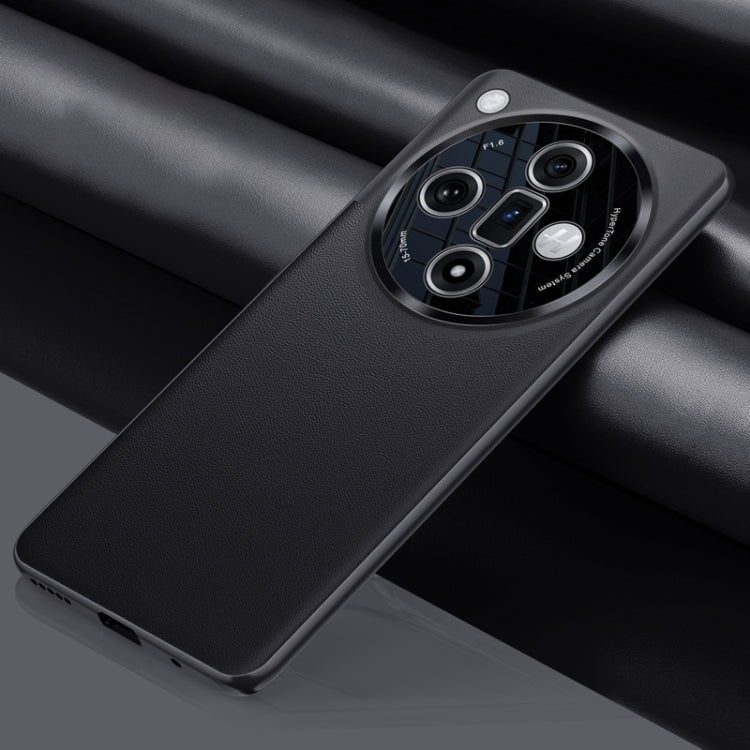 For OPPO Find X7 Plain-leather All-inclusive Shockproof Phone Case(Black)